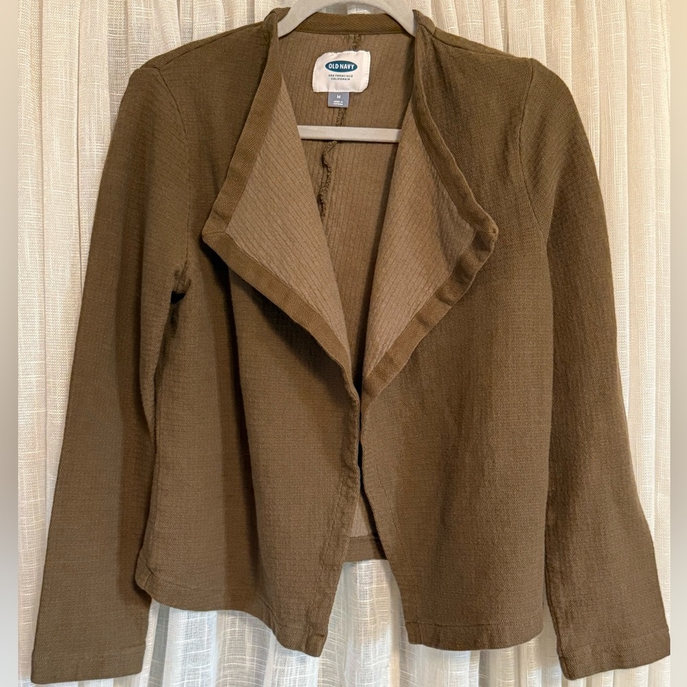 Old Navy Women's Olive Green/Taupe Open Front Waterfall Cardigan Size Me…